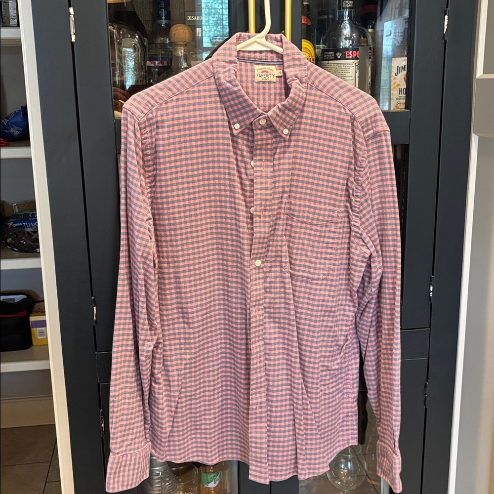 Faherty Pink and Blue Plaid Shirt